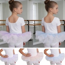Girls Ballet Tango Skirts Stage Dancewear Salsa Layered Party Glittery Theme