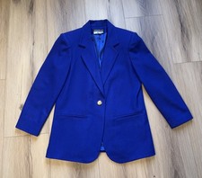 Vintage Savannah Petite Royal Blue 100 Pure New Wool Blazer Jacket Size 8P