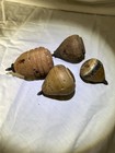 Antique Lot of 4 Old Wood Toy Spinning Tops with Metal Tips
