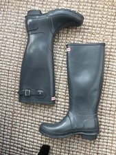 Hunter Original Rain Boots Huntress Tall Gray Waterproof Boots Women Size 9