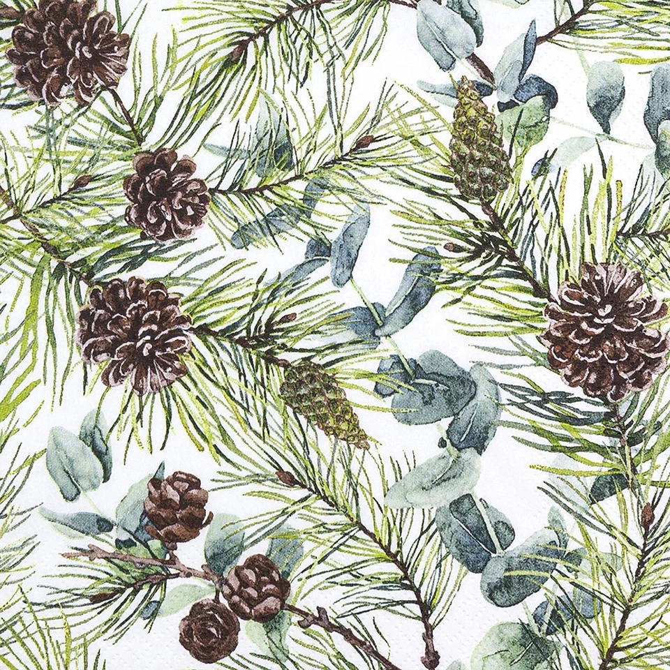 HOME FASHION Serviette Eucalyptus Pine 33x33 cm Tischdeko Party Hochzeit - Bild 1 von 1