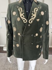 Roberto Cavalli Limited Production Runway Velvet Blazer Hand-Embroidered IT 54