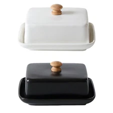 Ceramic Butter Dish Cream Cheese Container with Lid Rectangular Convenient