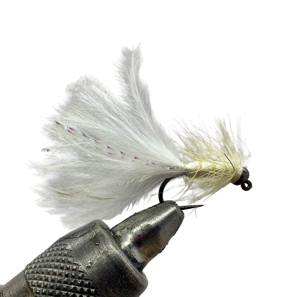 Six (6) Tungsten Beadhead Jig Bugger White Streamer- Strike Fly Company