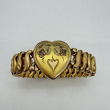 VTG 40s WWII Era Gold Sweetheart Expansion Bracelet DF Briggs Co. Carmen Mint