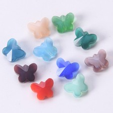 80pcs Small Butterfly 10x8mm Faceted Cut Opaque Crystal Glass Loose Beads Lot