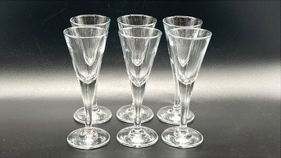 Set of 6 Glass Cordials modern liqueur barware clear schnapps sipping aperitif