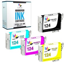 CMYi 4PK Replacement 124 Ink Cartridges for Epson Workforce 320 323 Stylus NX330