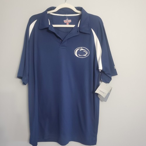 Russel Athletic Penn State Nittany Lions Blue and White Men's Polo Shirt Size L - Picture 1 of 10