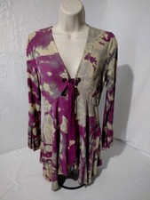 Free People Urban Outfitters Swing Top Tie Front Size 4 Burgundy Boho Hippie