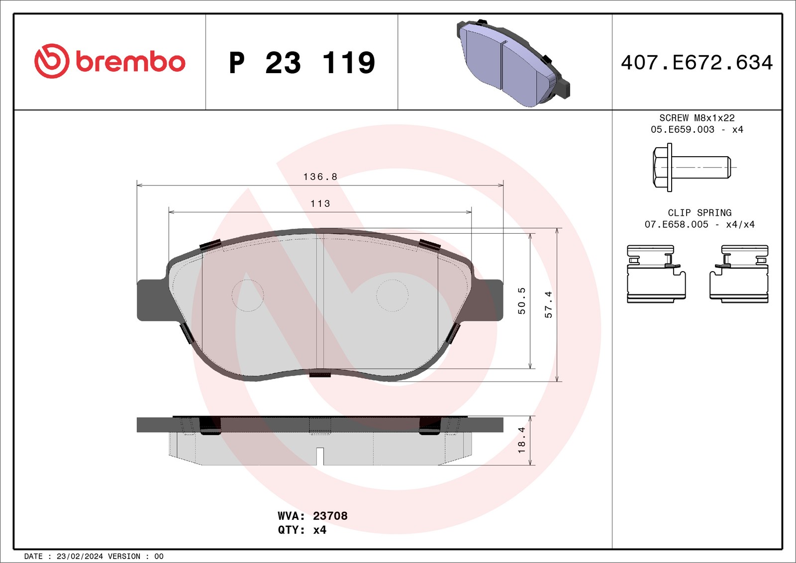 3x ✅Fits BREMBO P 23 119 HAM PADS. FRONT FIAT DOBLO 05-  ⭐UK Seller⭐