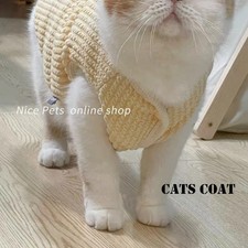 Cat Light Yellow Coats Puppy Cute Warm Blue Parkas Plush Cat Pet Two-legged Warm
