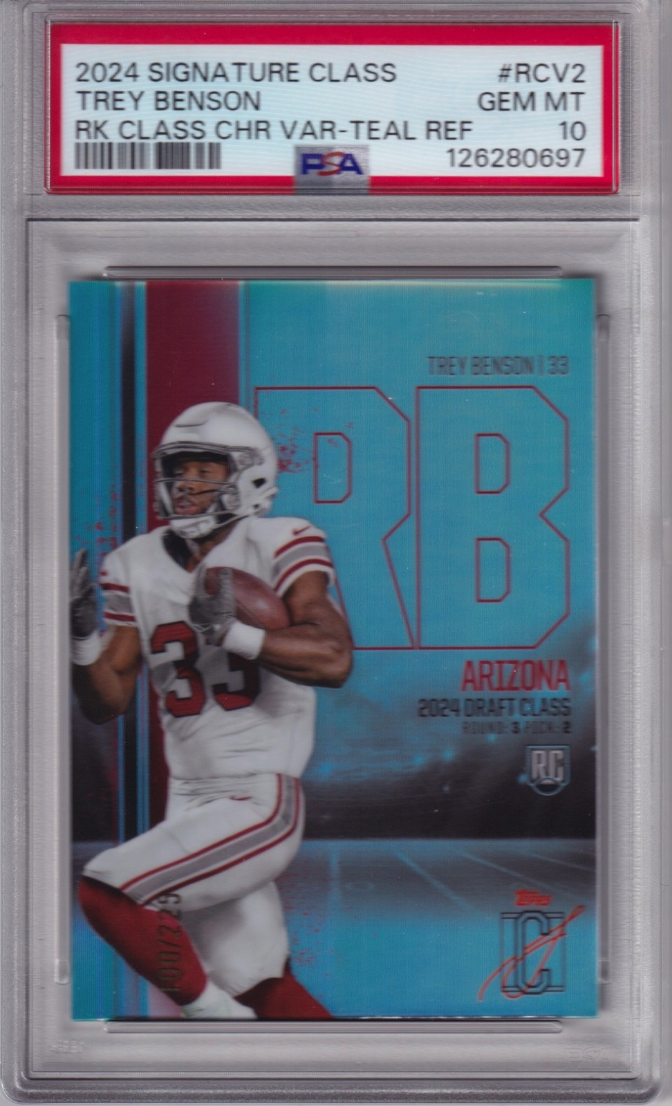 Trey Benson Topps Signature Class Rookie Class Base Chrome Variation #RCV2 Teal Refractor