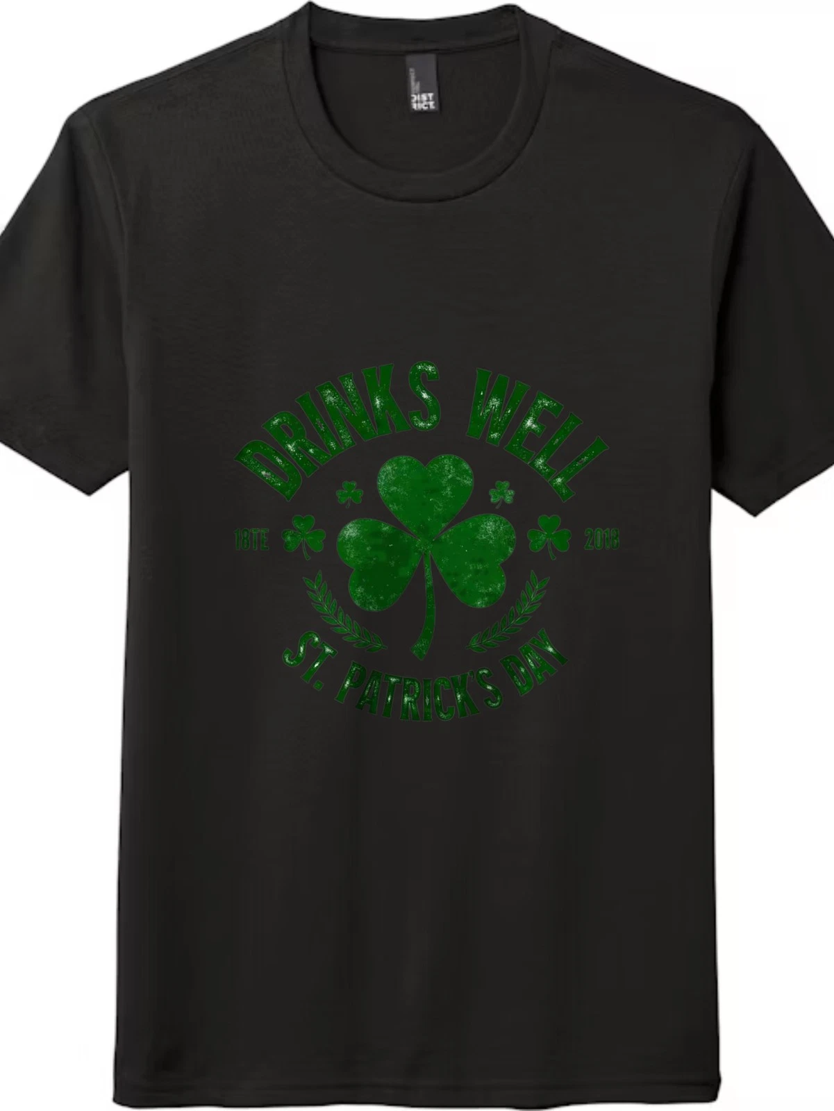 St.Patrick's Day Lucky Clover Printed Tee, Unisex Retro Drinks Well Short Sleeve