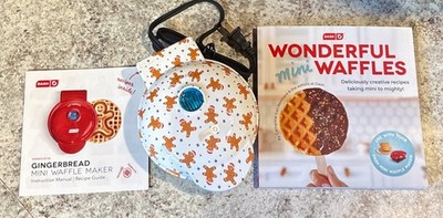 Dash Gingerbread Man Mini Waffle Maker and Cookbook Gift Set - Never Used
