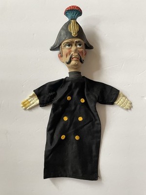 Vintage Antique Constable Figure Chalkware Head/Hands Cloth Body Hand Puppet