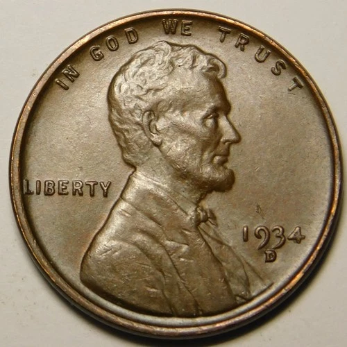 1934 D Lincoln Wheat Cent Penny AU-UNC "Actual Coin Pictured"