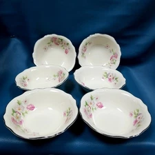 Set of 6 Vintage Homer Laughlin Virginia Rose 5.75" Berry Dessert Bowls