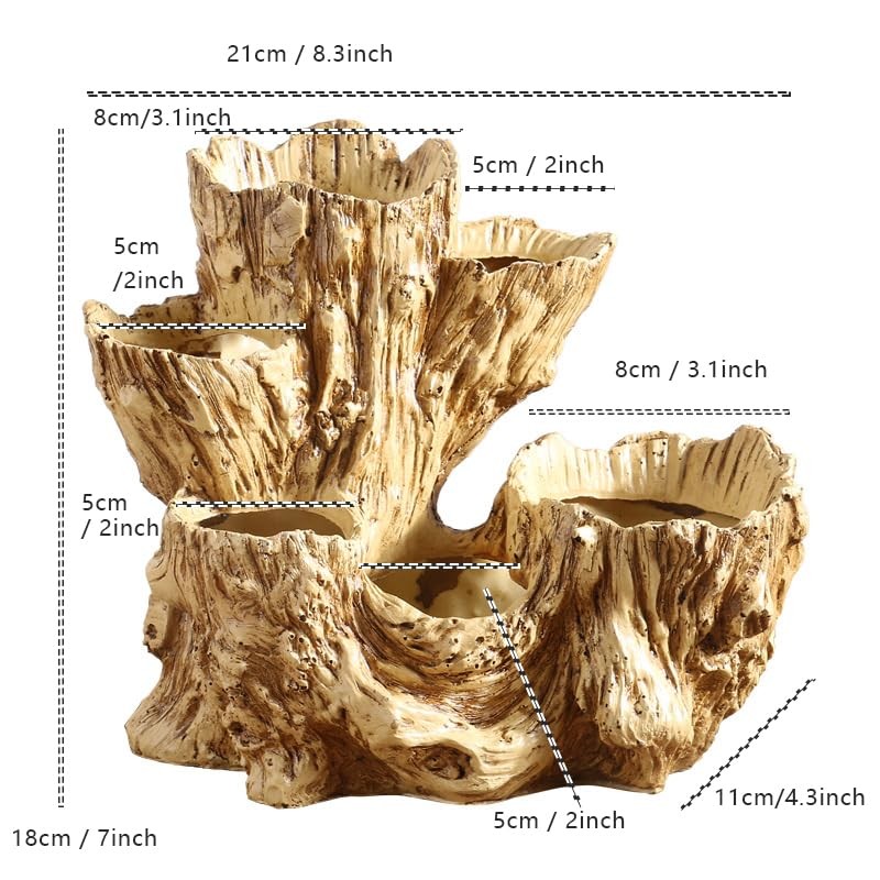 Driftwood Planter Faux Wood Resin Succulent Planter Vintage Artificial Stump ...