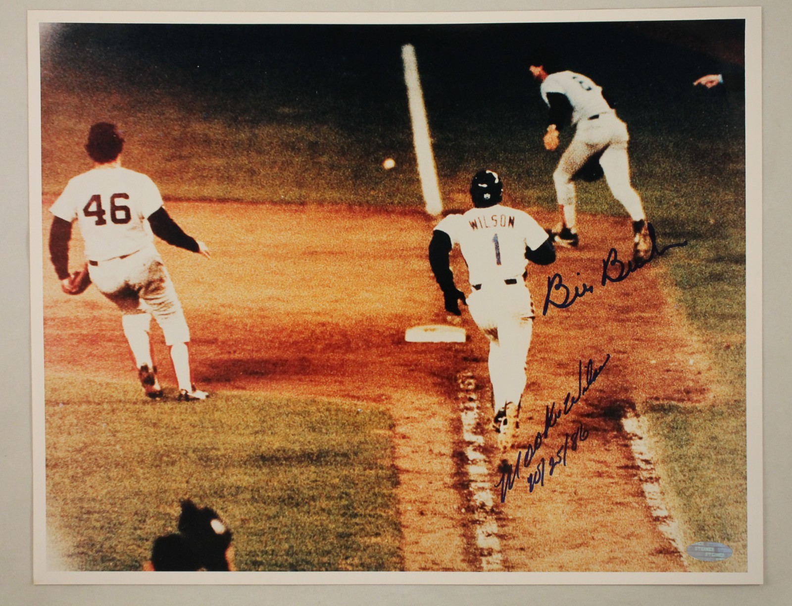 Bill Buckner Autographed Signed New York Mets Mookie Wilson & Dual 11x14 Photo "10-25-86" Steiner Sports 