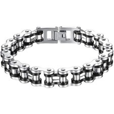 Bracciale uomo in acciaio inox, cinturino motociclista, catena heavy