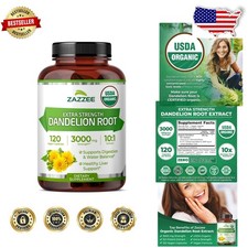Extra Strength Organic Dandelion Root 3000mg 120 Caps 4 Supply USA Made
