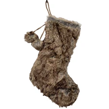 Christmas Stocking Faux Fur Country Cottage core