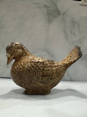 Ceramic Quail Bird Figurine Brown Decorative Collectible Home Decor Sculpture