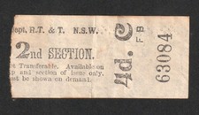 VINTAGE 1950s DEPARTMENT OF ROAD TRANSPORT & TRANSPORT NSW 4d. C BUS TICKET