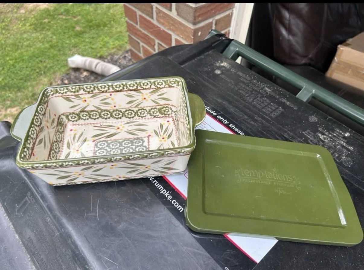 Temptations Old World Green Loaf Pan With Lid