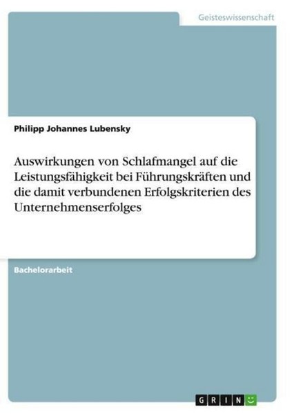 Auswirkungen Von Schlafmangel Auf Die LeistungsfäHigkeit Bei FüHrungskräFten Und-image
