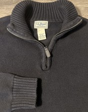 LL Bean Black 1/4 Zip Pullover Sweater 258718 Men  s Size Medium Tall