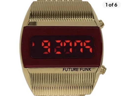 FUTURE FUNK Gold Digital LED Watch Retro Display Wrist Watch FF201