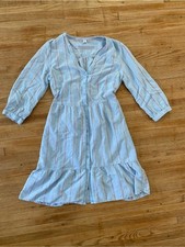 Old Navy Women S Light Blue Stripe Button-Front Dress Above the Knee