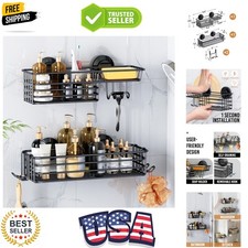 Shower Caddy Suction Cup, 2 Pack suction shower shelf with Hooks  Soap holde...