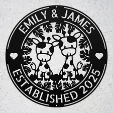 Custom Couple Giraffes Metal Sign Personalized Safari Animal Wall Art Decor Gift