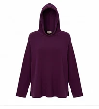 Vintage Sostanza Women’s Knit Hooded Sweater SZ S Purple Pullover Made in USA