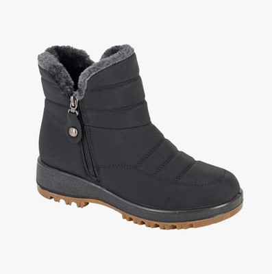 Boulevard Alaska bequeme schwarze Damen-Stiefeletten Textil Reißverschluss