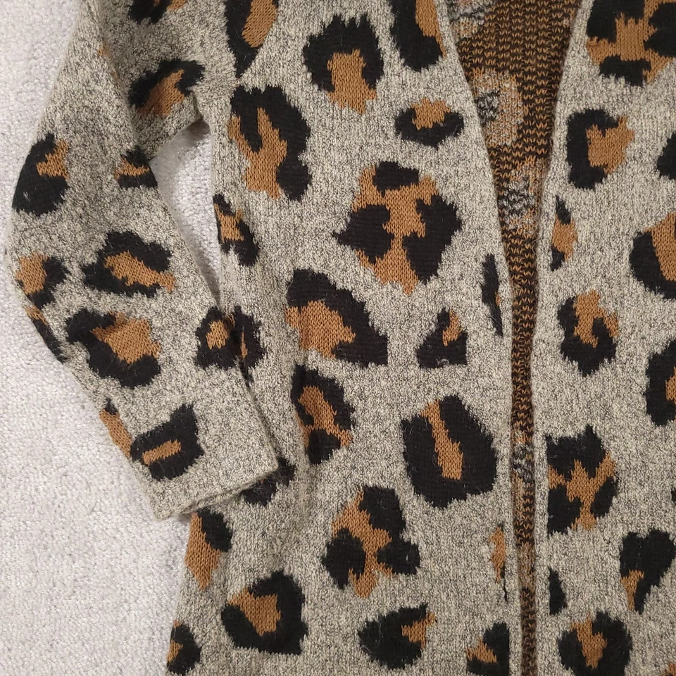 Cárdigan plumero delantero abierto Apt 9 suéter para mujer PM pequeño animal estampado leopardo Foto 4 de 4