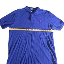 Polo Ralph Lauren Polo Shirt Red Pony Cotton Blue Mens Medium short Sleeve