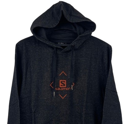 NEW Salomon Shift Hoodie Mens M Black Cotton Blend Front Logo Kangaroo Pocket