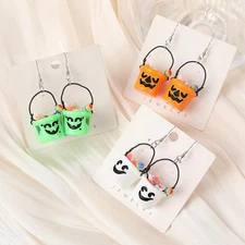 1pair Halloween Drop Earrings for Women 3d Resin Basket Stud Festival Jewelry
