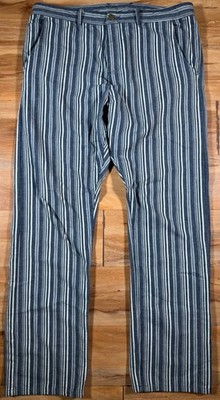 Corridor NY Indigo Striped Denim Relaxed Straight Cut Jeans Pants 34 (36x32)