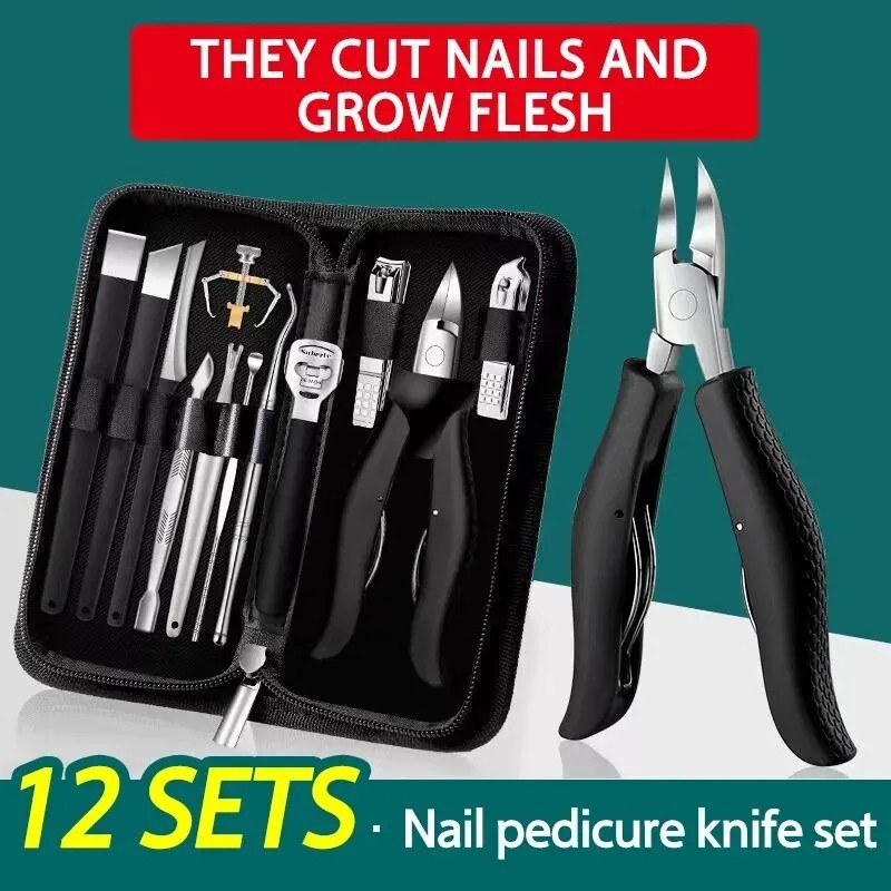 Professional Nail Tools Set Manicure Pedicure Grooming Kit Case Tool Kitchen