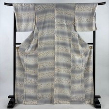 JAPANESE KIMONO FINE PATTERN CREAM 170cm 5 ft 7 in PURE SILK FF9895