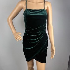 Windsor Womens Medium Green Velvet Mini Dress Spaghetti Straps Semi-formal