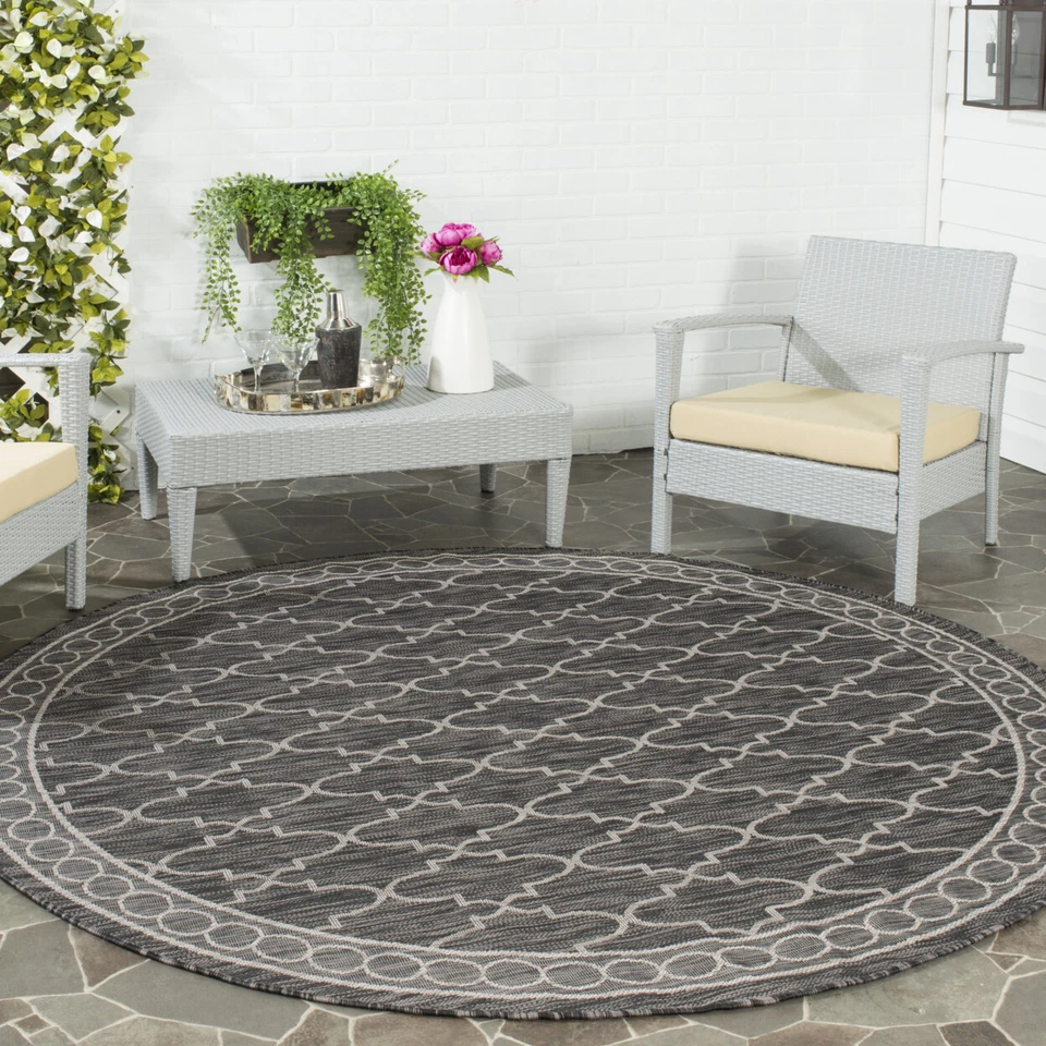 SAFAVIEH Outdoor CY8871-36621 Courtyard Black / Beige Rug - Image 2 of 4