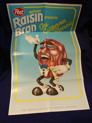 California Raisins Post 1988 Post Rasin Bran California Raisins Poster/ Game. Rare Cereal ...