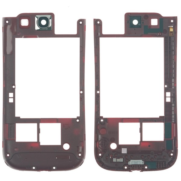 Samsung Galaxy S3 I9300 MittelgehäUse Cover Rahmen Kamera Glas, Rot-image