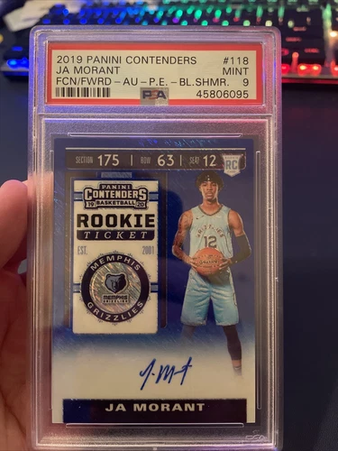 2019-20 Panini Contenders Blue Shimmer Ja Morant ROOKIE TICKET RC AUTO /20 PSA 9